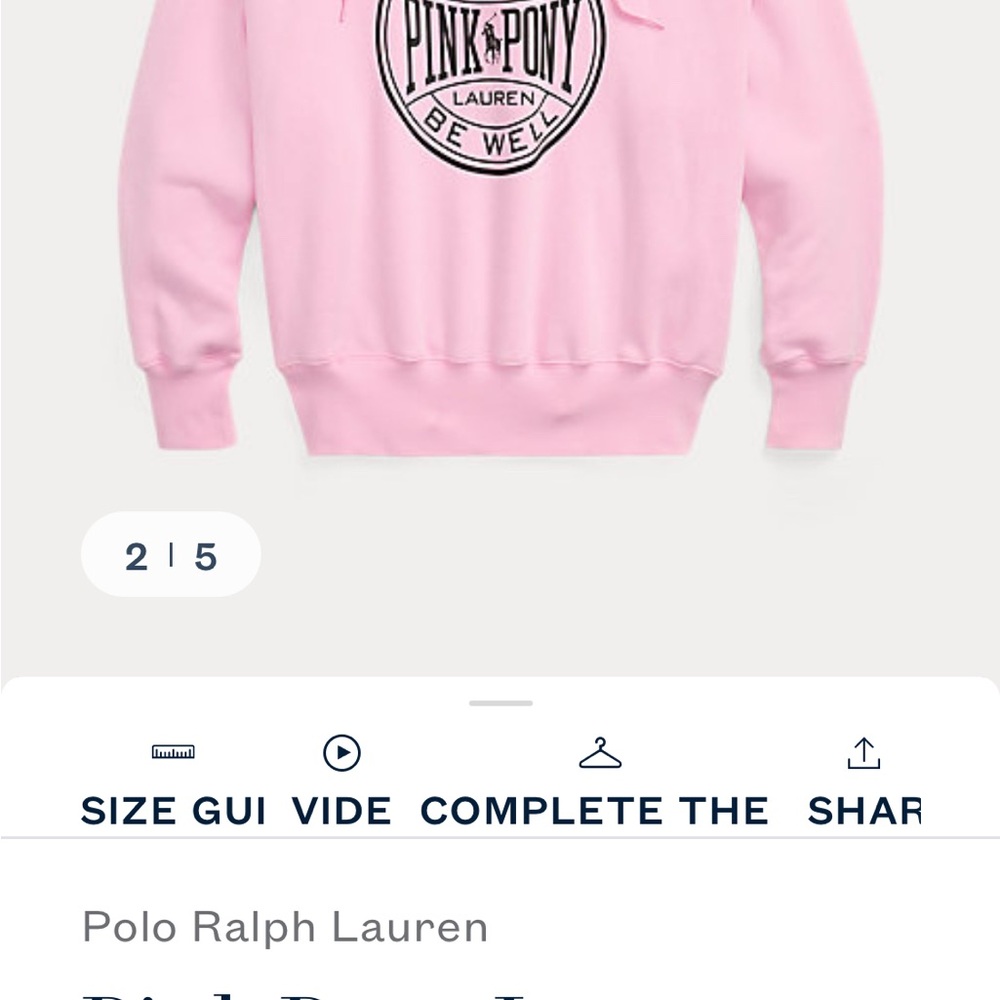 Ralph Lauren Pink Oversized Hoodie with Black Logo - Picture 3 of 5